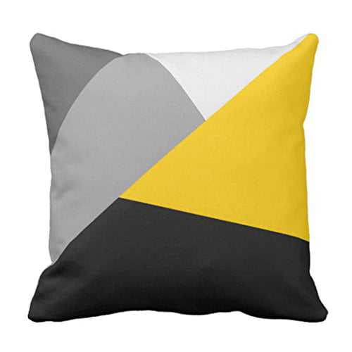 Emvency Set of 4 Throw Pillow Covers Gray and Yellow Modern Daisy with Pretty White Floral Hand Couch Sofa Decorative Pillow Cases Cushion Home Decor Square 22x22 Inches Pillowcases