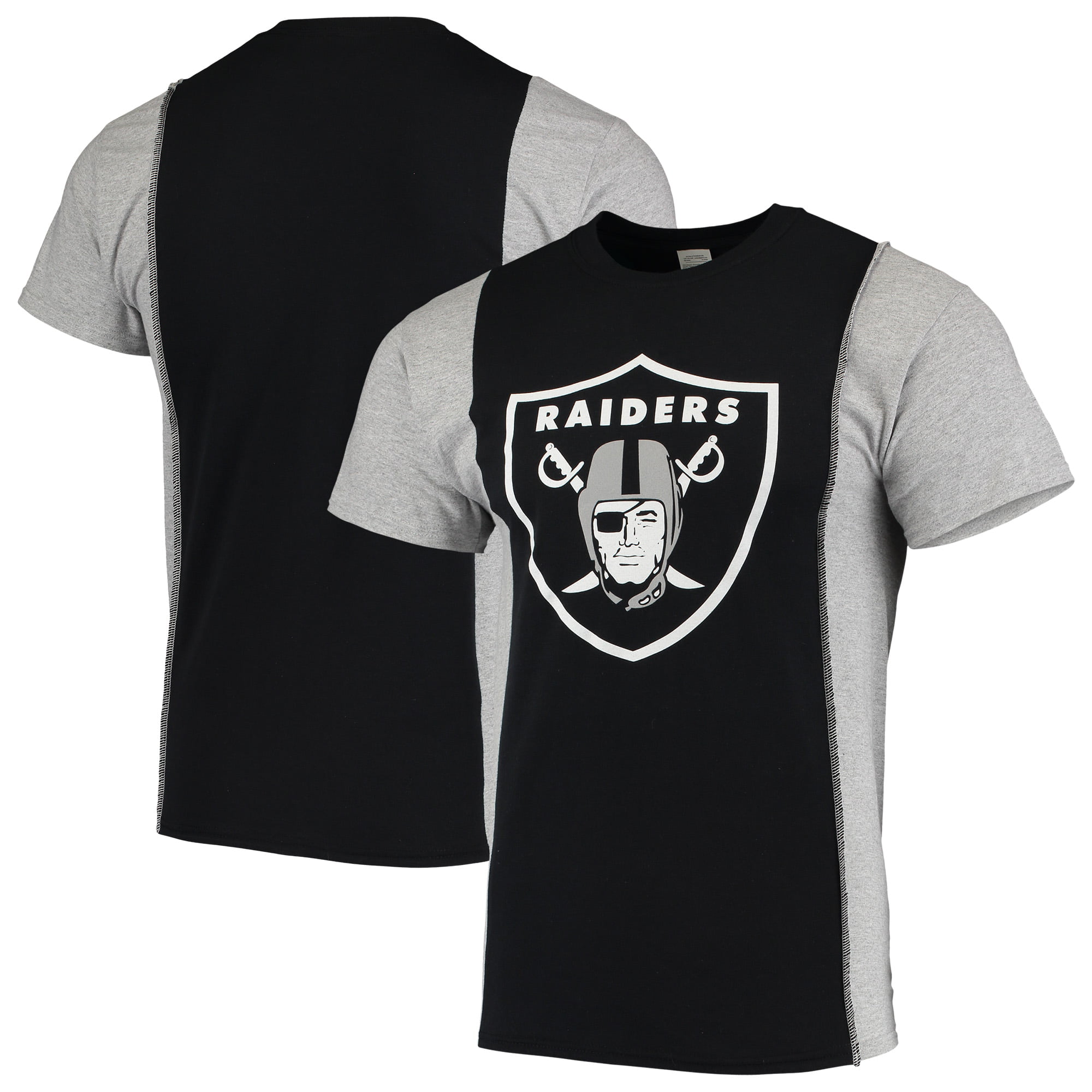 Las Vegas Raiders Refried Apparel Upcycled Split T-Shirt - Black/Silver ...