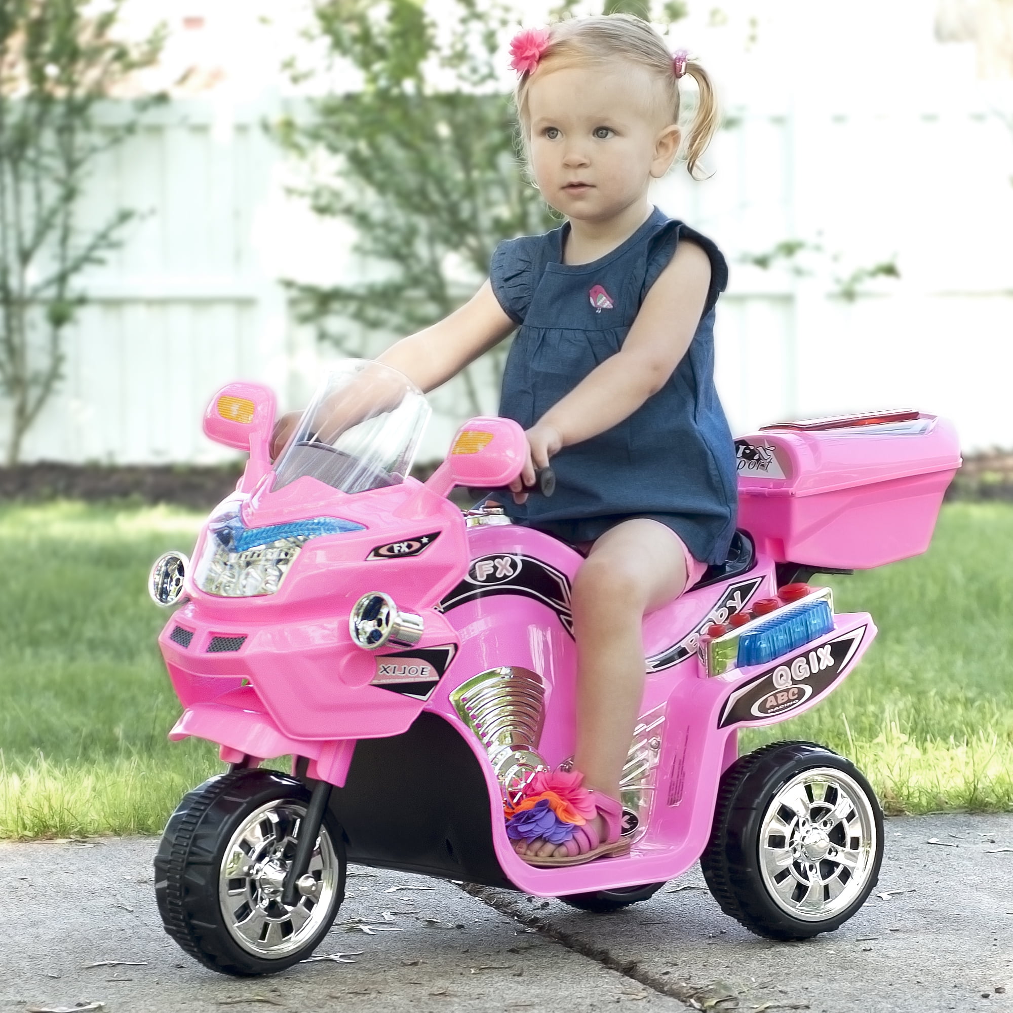 3 Wheel Motorcycle Trike 6 Volts Electric Cars For Kids Ride On Toys Riding Pink 