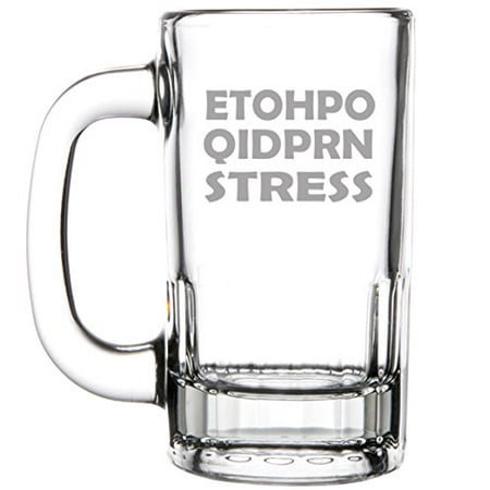 

12oz Beer Mug Stein Glass Funny ETOHPO QIDPRN Stress Nurse