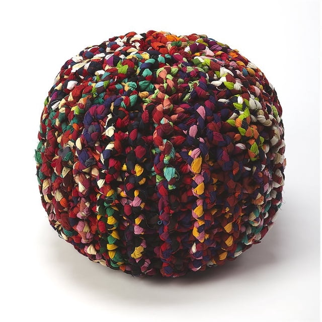 Butler Specialty Lulu Multicolor Braided Pouffe in Brown