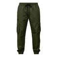 thumbnail image 3 of Men's Cargo Joggers Pants Elastic Waist Drawstring Trousers with Pockets for Casual Athletic Wear, 3 of 7