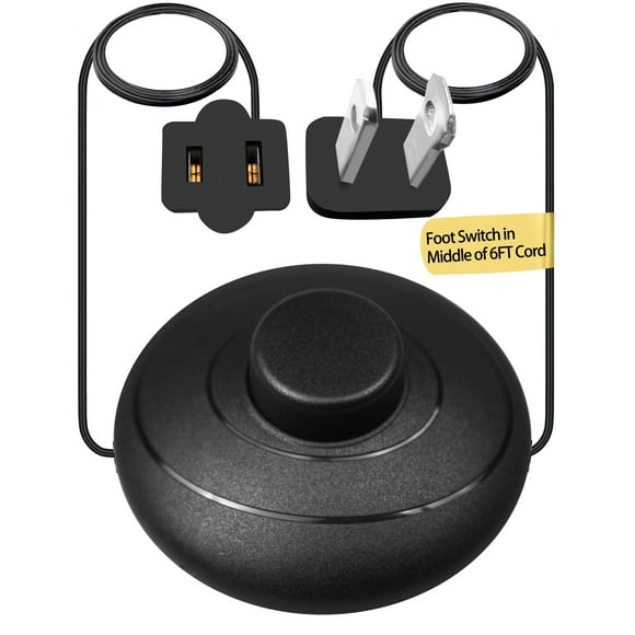 Cable de extensión de encendido/apagado de 6 pies/1,8 m Interruptor de pie Interruptor de pedal en medio del cable Enchufe polarizado de 2 clavijas y toma de corriente AWG18 250 VCA Interruptor de pas
