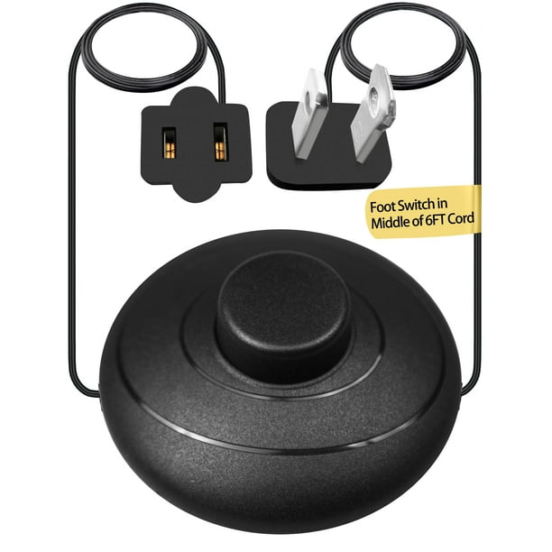 Cable de extensión de encendido/apagado de 6 pies/1,8 m Interruptor de pie Interruptor de pedal en medio del cable Enchufe polarizado de 2 clavijas y toma de corriente AWG18 250 VCA Interruptor de pas
