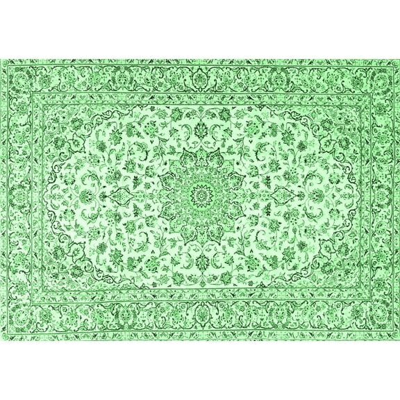 Ahgly Company Indoor Rectangle Medallion Emerald Green Traditional Area Rugs, 5' x 7'