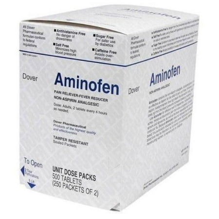 Aminofen Non-Aspirin Analgesic Pain Reliever 250 Packets of 2 Tablets