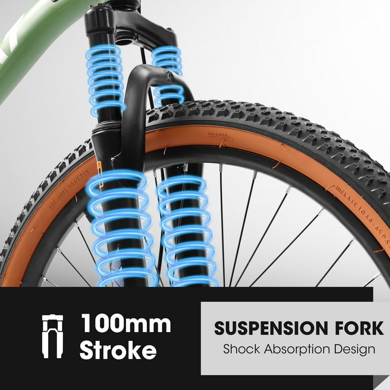 Ecarpat 24 Inch Mountain Bike 21 Speed Carbon Steel Frame Disc Brakes Front Fork City Snow Beach Trail Walmart