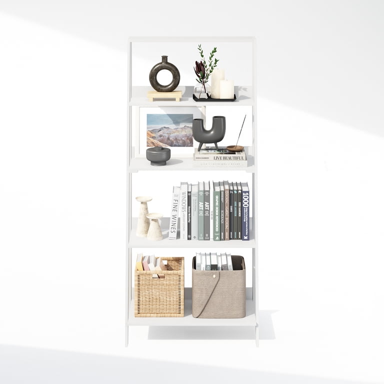 Furinno Ladder Bookcase 5-Tier, White photo 6