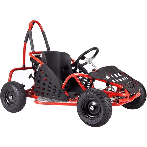 QEASET 79cc 1-Seater Gasoline Go-Kart, 4-Stroke 2.5HP, 13" Front and Rear All Terrain Tires(Red)