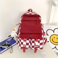 thumbnail image 4 of Mochila kawaii, mochila para estudiantes, mochila de gran capacidad, mochila para el campus con cuadros en blanco y negro, linda para niñas, 4 of 5