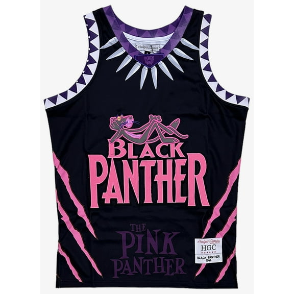 Pink Panther X Marvel Black Panther T'Challa Headgear Classics Basketball Jersey (Small, Black)