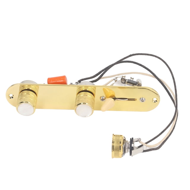 Placa De Control De Metal De 3 Vías Precableada Para Guitarra Telecaster Con Perillas Doradas De Interruptor De 3 Vías