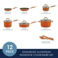 thumbnail image 3 of Rachael Ray Cucina 12 Piece Porcelain Enamel Nonstick Pots and Pans Set, Orange, 3 of 8