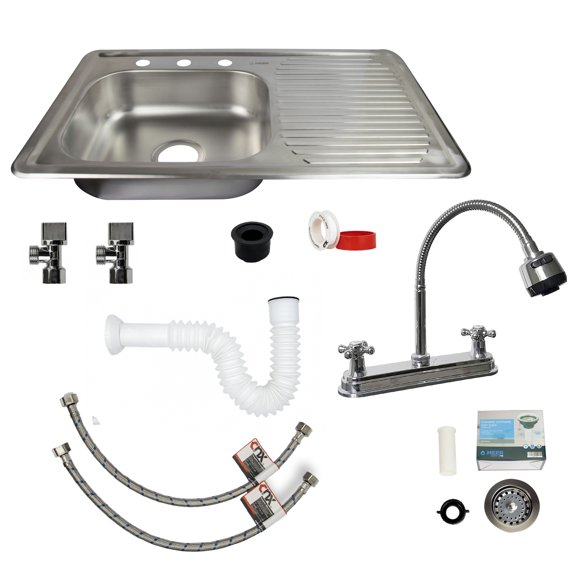 Kit Completo De Tarja Con Escurridero Derecho Mezcladora Flexible CNX