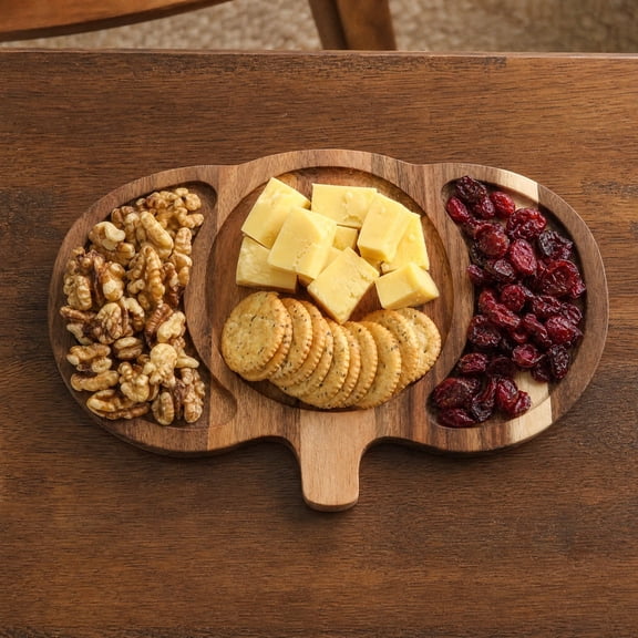 Eolstice Solid Wood Thanksgiving Pumpkin Tea Tray, Rectangular Serving Platter, Wooden Chopping Board, Fall Harvest Kitchen Decor