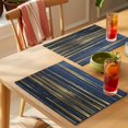 thumbnail image 4 of Blue Yellow Striped Placemats Set of 8 Modern Abstract Art Stripes Place Mats Indoor Wipeable Table Mats Washable Cloth Dining Table Placemats for Kitchen Holiday Party Home Decor 13x19 Inch, 4 of 9