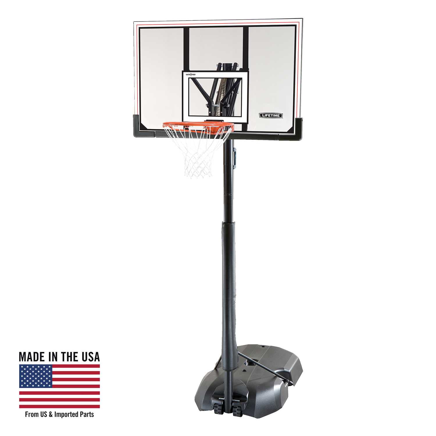 Lifetime Portable Basketball System 90600 54-inch Backboard Goal Adjustable Hoop 