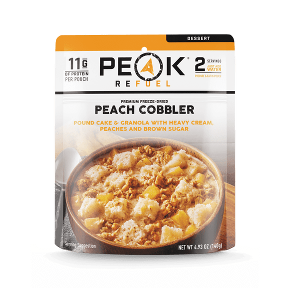 Peak Refuel Peach Cobbler | Real Ingredients | Ready in Minutes | Just Add Water | Premium Freeze Dried Backpacking & Camping Food | 2 Servings | Ideal MRE Survival Meal or Dessert