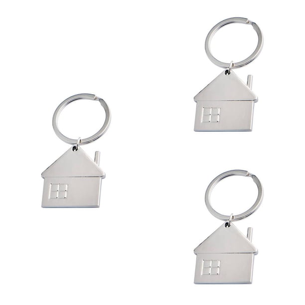 Minnieouse Llaveros colgantes en forma de casa pequeña, llaveros geométricos de Metal para el hogar y el coche, accesorios de decoración uno 3piezas Minnieouse CBP047972