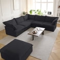 thumbnail image 4 of bokifol Modern Oversized Cloud Couch,Modular Sectional Sofa,6 Seater Convertible L-Shaped Sofas,2 Pillows and Storage Ottoman,Comfy Couches for Living Room,Black, 4 of 8