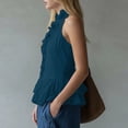 thumbnail image 6 of Noric Women's Halter Neck Ruffle Top V Neck Sleeveless Button Down Front Tiered Tank Top Summer Casual Blouse Trendy 2026, 6 of 7