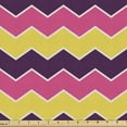 thumbnail image 1 of Chevron Fabric by the Yard Upholstery, Retro Vintage Colored Horizontal Repeated Geometrical Zigzag Dashed Stripes, Decorative Fabric for DIY and Home Accents, Mustard Pink Plum by Ambesonne, 1 of 5