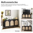 thumbnail image 3 of Wood Rattan Arch 3 Doors Storage Credenza Sideboard Buffet Cabinet with Adjustable Shelves Black, 3 of 13