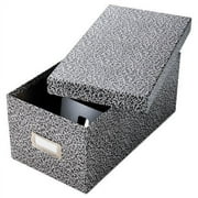 Oxford 40589 1200 Card Capacity 6 in. x 11 in. x 4.75 in. Lift-Off Cover Reinforced Board Card File - Black/White