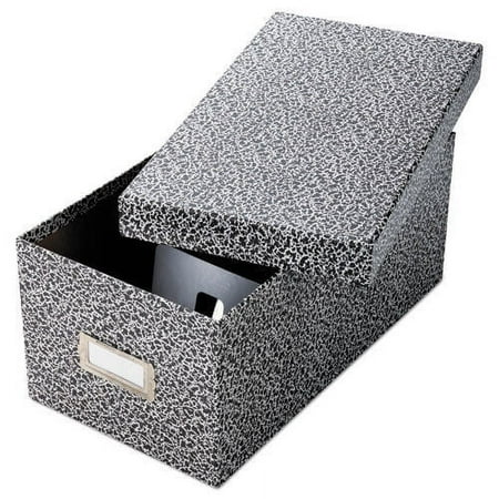Oxford 40589 1200 Card Capacity 6 in. x 11 in. x 4.75 in. Lift-Off Cover Reinforced Board Card File - Black/White