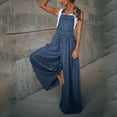 thumbnail image 4 of Aayomet Womens Rompers And Jumpsuits Womens Vintage Daily Casual Sleeveless Pocket Washed Denim Bib Jeans Overalls Casual Denim,Dark Blue L, 4 of 5