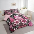 thumbnail image 4 of Homewish Girly Pink Xmas Tree Bedding Comforter Set 7 Pieces, Kawaii Christmas Flower Plant Full Bedding Set, Fashion Buffalo Plaid Reversible Fitted Sheet Flat Sheet, Luxury Bedroom Decor, 4 of 8