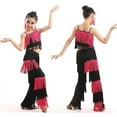 thumbnail image 4 of Kiijoy Girls 2 Piece Latin Ballroom Dance Outfits Tassel Camisole Fringe Pants Modern Dancewear, 4 of 5
