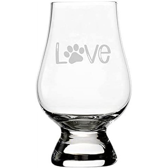 Paw Glossy Love Puppy Love Paw Prints Etched 6.5oz Whisky Glass