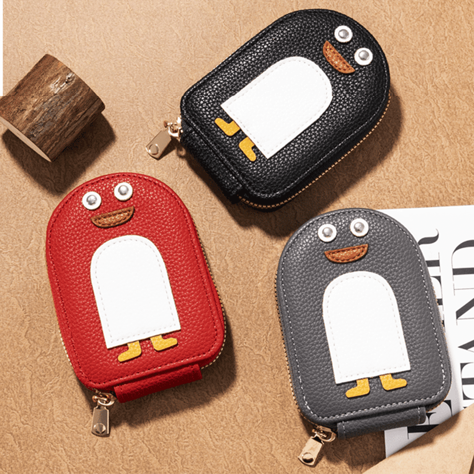 Xshelley Penguins Credit Card Coin Wallet, 2024 Newest Cute Penguin Accordion Card Wallet, Portable Penguin Card Holders, Mini Wallet Multi-slots Credit Cards Bag (Black)