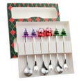 thumbnail image 2 of 6pcs Christmas Spoon Fork Set Christmas Utensils Christmas Coffee Stirrers Christmas Spoon Fork Set Gift Box Christmas Stirring Spoons Christmas Spoons Christmas Themed Spoon Set, 2 of 5