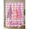 thumbnail image 4 of Pink Christmas Trees Small Stall Shower Curtain, Waterproof Shower Curtains for Bathroom, Leopard Print Xmas Tree Winter Plaid Washable Fabric Cloth Bath Curtain for Bathtub with Hooks 36x78 Inches, 4 of 6