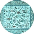 thumbnail image 1 of Ahgly Company Indoor Round Persian Light Blue Traditional Area Rugs, 4' Round, 1 of 4