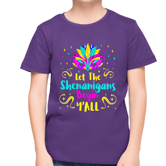 Cute Mardi Gras Shirts for Boys Mardi Gras Outfit for Boys Let The Shenanigans Begin Yall Shirt NOLA Kids