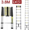thumbnail image 2 of Aluminum Telescopic Extendable Ladder - 12FT, Collapsible with Locking Mechanism, Multi-Purpose for Home, Roof, Ceiling, Loft, RV - 330 Pound Capacity, 2 of 8