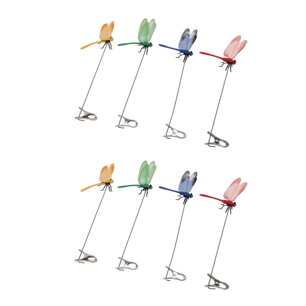 Simulacia Clip de Libélula, alas delicias 8pcs 3d Curanela real Color simple Vívido Clip de Libélula Falsa para Patio Casero