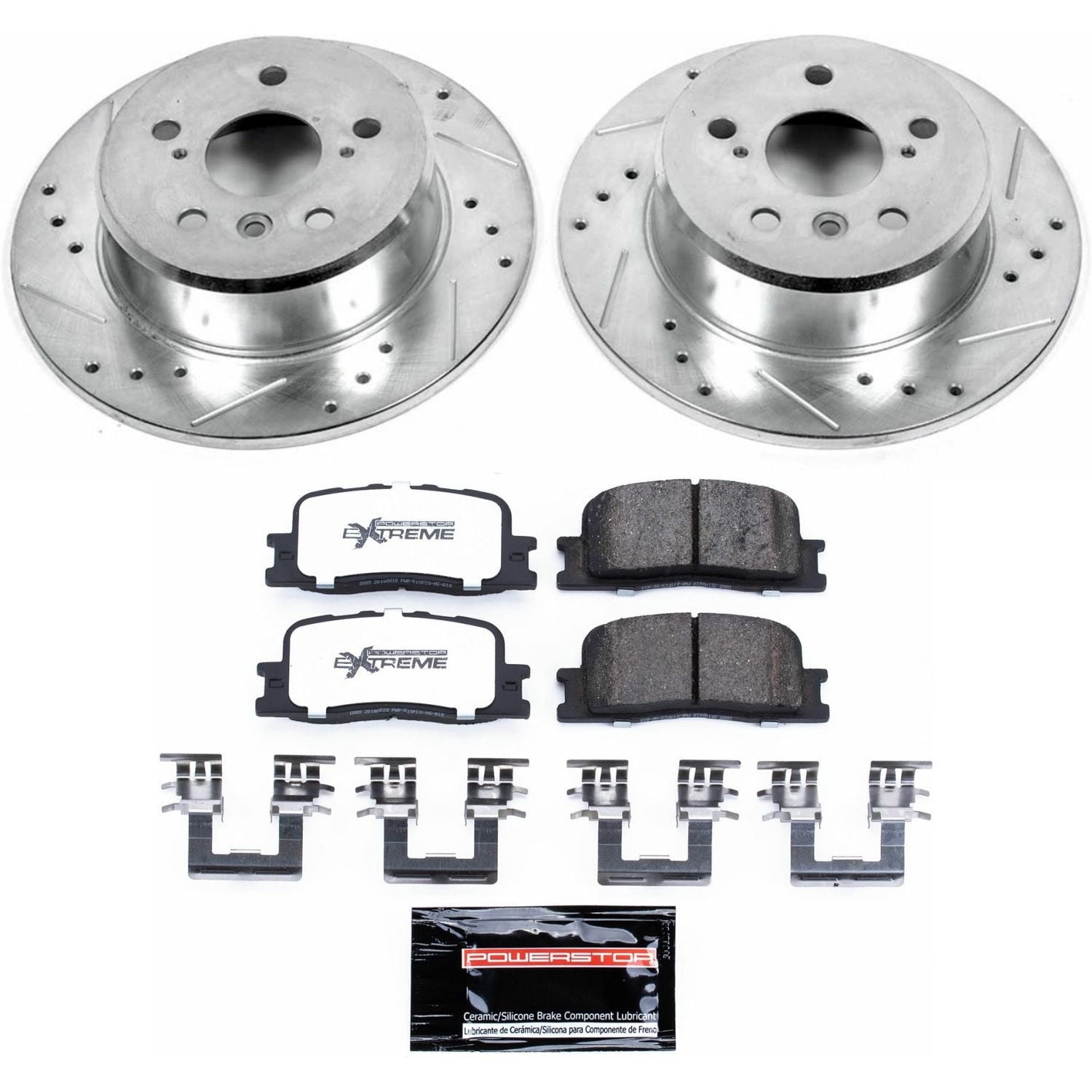 PowerStop Rear Z36 Truck & Tow Carbon-Fiber Ceramic Brake Pad and Drilled and Slotted Rotor Kit Fits: TOYOTA Select Models K1069-36