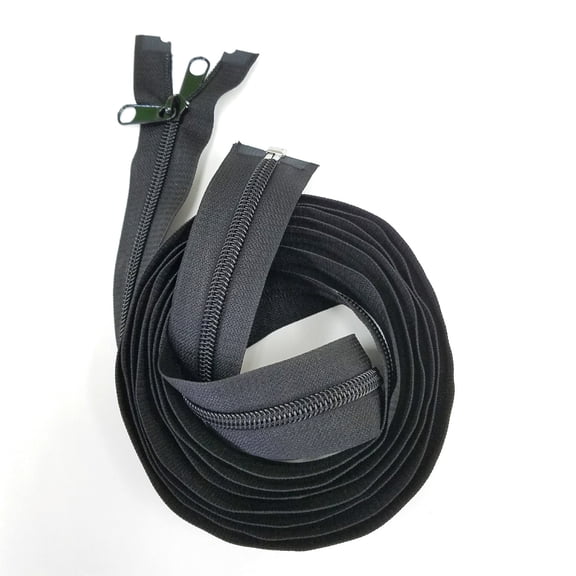 ZPRZ #5 Nylon Coil Long Black 100" Separating Zipper w/Double Pull Non-lock Slider