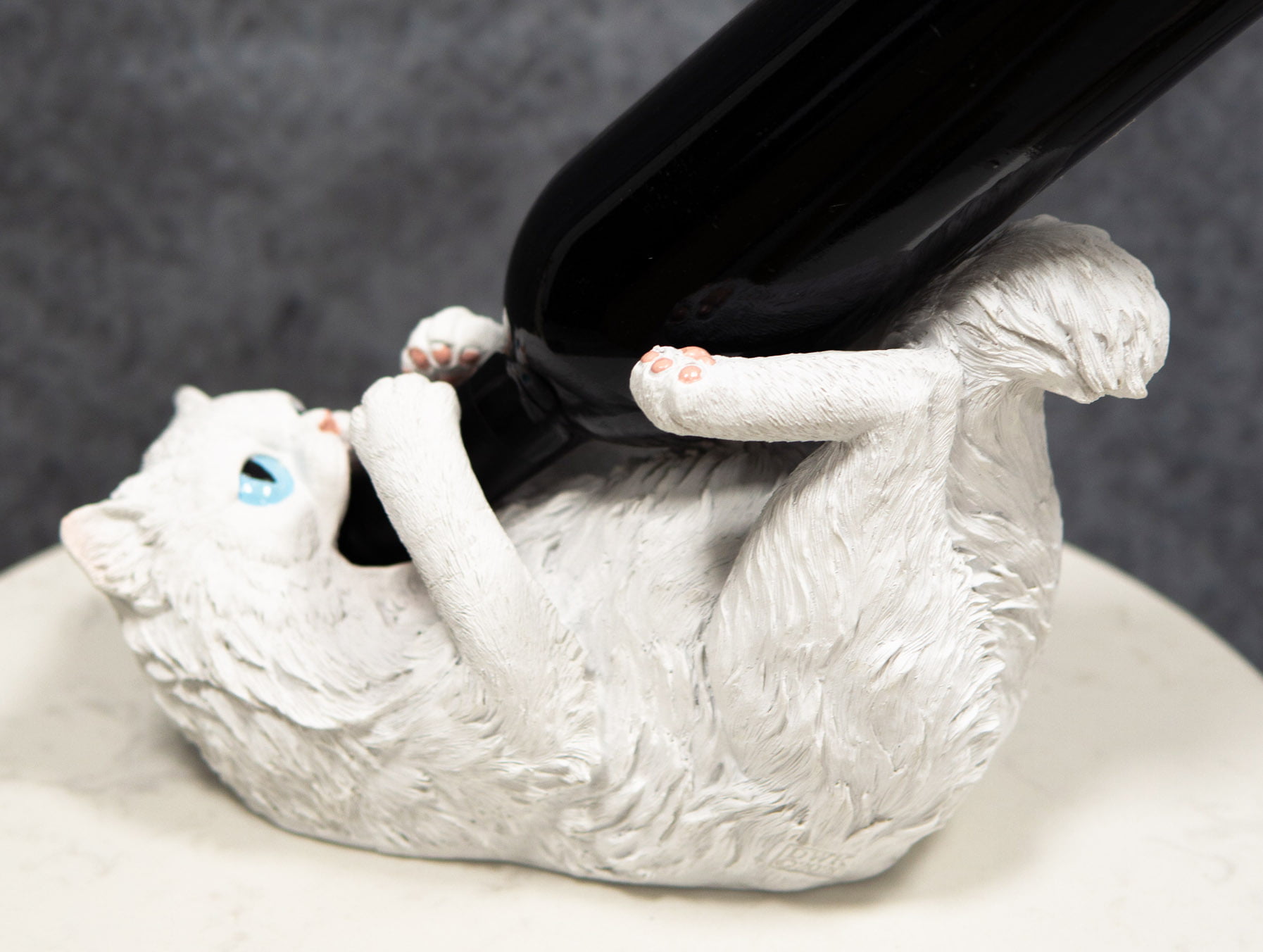 Feline Purrfectly Divine White Angel Kitty Cat Wine Bottle Holder Caddy Figurine 