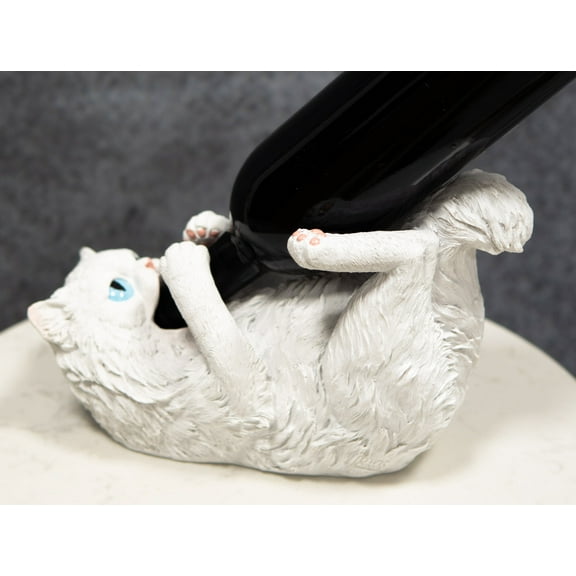 Feline Purrfectly Divine White Angel Kitty Cat Wine Bottle Holder Caddy Figurine