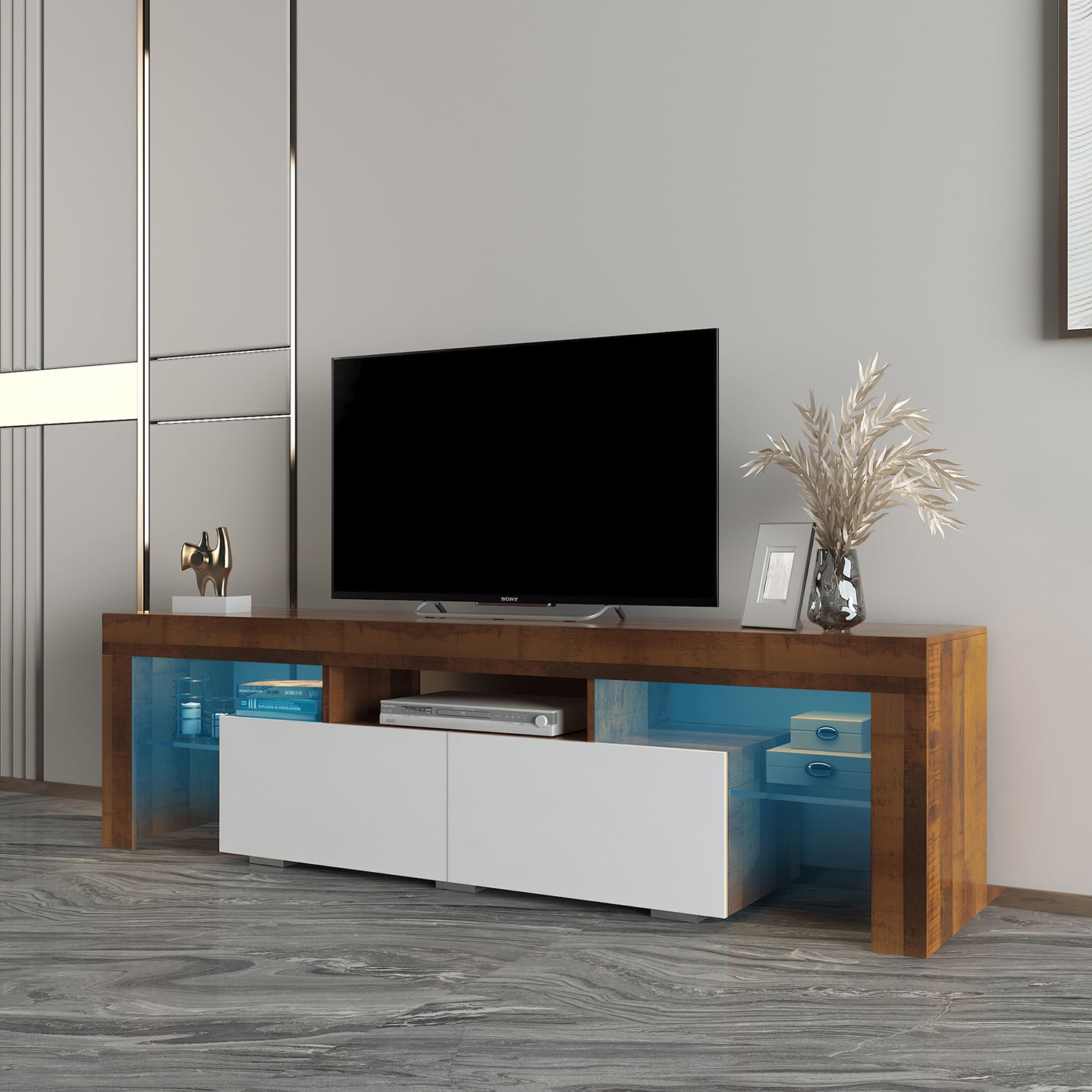 Kepooman Mid-Century TV Stands for Home, LED TV Stand for Living Room, Farmhouse TV Stands for 65 Inch TV for Dining Room, White Kepooman Mid-Century TV Stands for Home, LED TV Stand for Living Room, Farmhouse TV Stands for 65 Inch TV for Dining Room, White