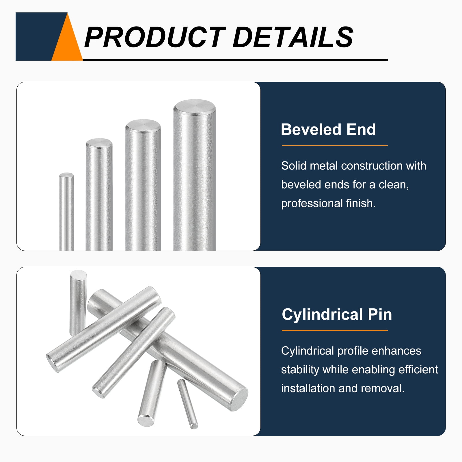 Uxcell 50pcs Dowel Pins M6(6mm) x 40mm 304 Stainless Steel Cylindrical Shelf Support Peg Pin Rod Fasten Elements for Metal Devices Wood Furniture DIY Installation, Silver