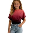 thumbnail image 4 of Girls Tshirts Summer Tops Short Sleeves Solid Color Tees Casual Crew Neck Basic Tees for Kids Hot Pink 7-8years, 4 of 5
