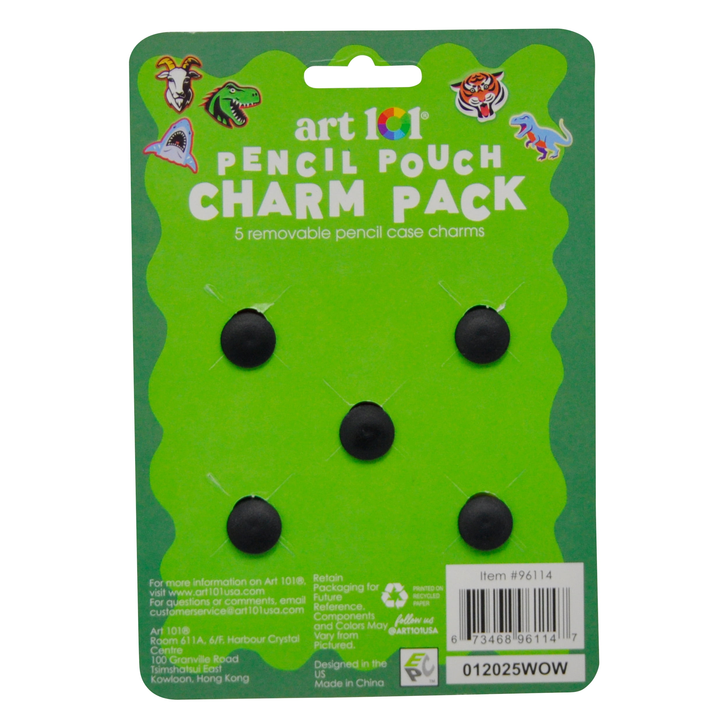 Art 101 Wild Creature Silicone Charms-Pencil Case Accessory, back to school, for students, 5-Pack
