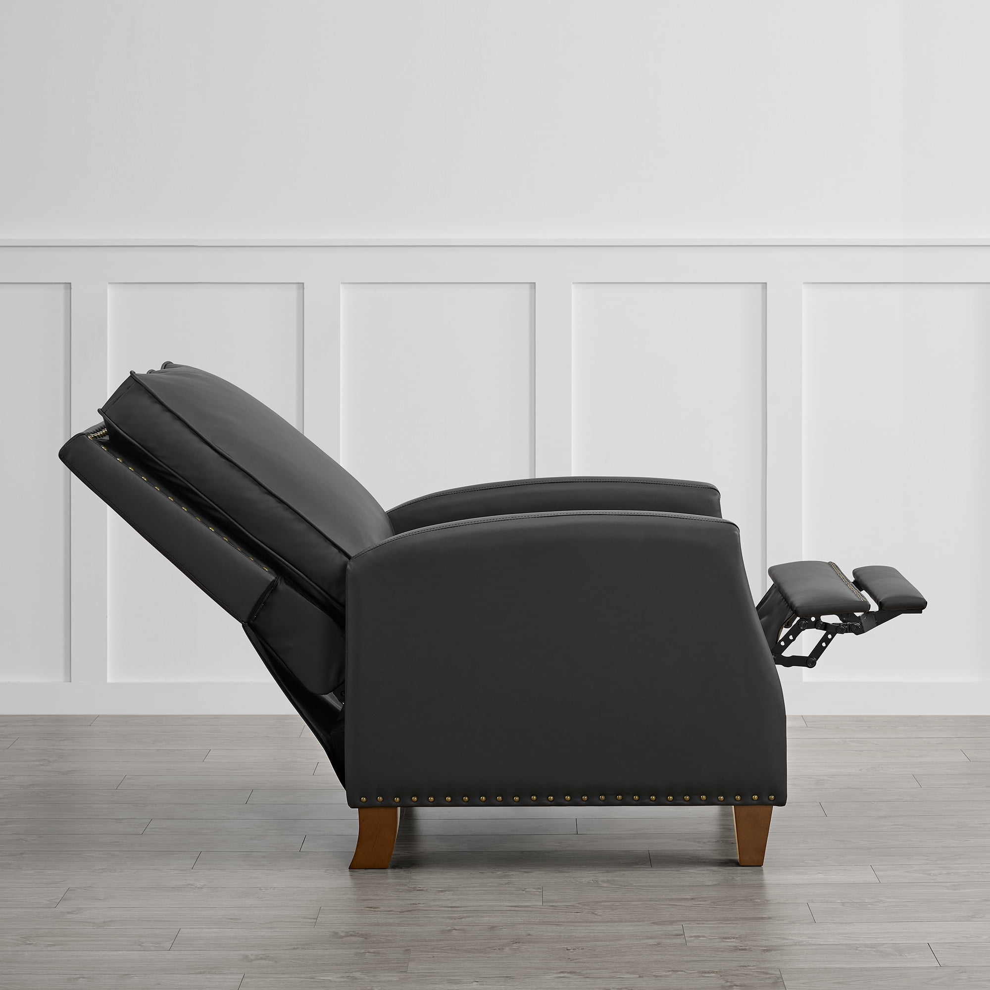 CHITA Recliner Chairs for Adults Single Sofa Chair for Living Room Faux Leather Push Back Recliner,Black