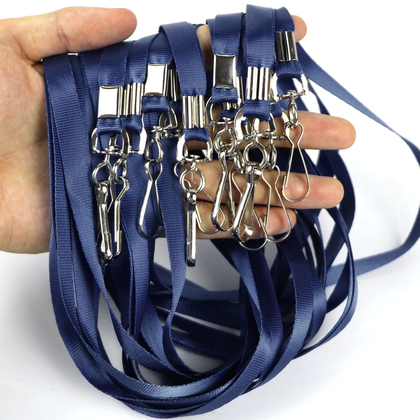 Navy Blue Lanyards 100 Lanyard For Id Badges Flat With Badge Clip J-hook (navy Blue)